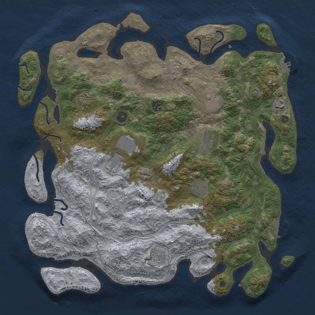 Rust Map: Procedural Map, Size: 4400, Seed: 75067685, 17 Monuments