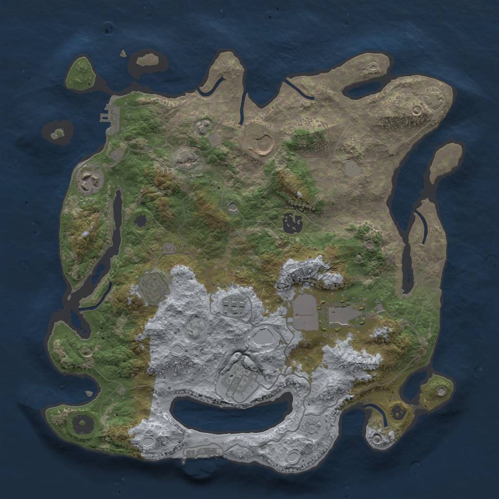 Rust Map: Procedural Map, Size: 3550, Seed: 70951607, 15 Monuments