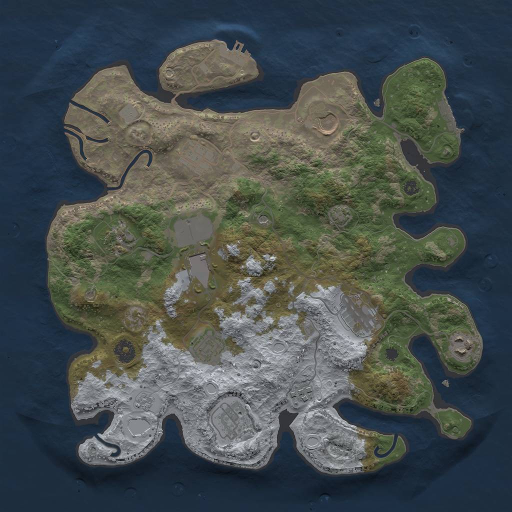 Rust Map: Procedural Map, Size: 3500, Seed: 987234, 17 Monuments