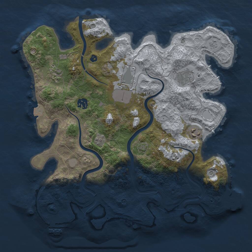 Rust Map: Procedural Map, Size: 3500, Seed: 312416252, 12 Monuments