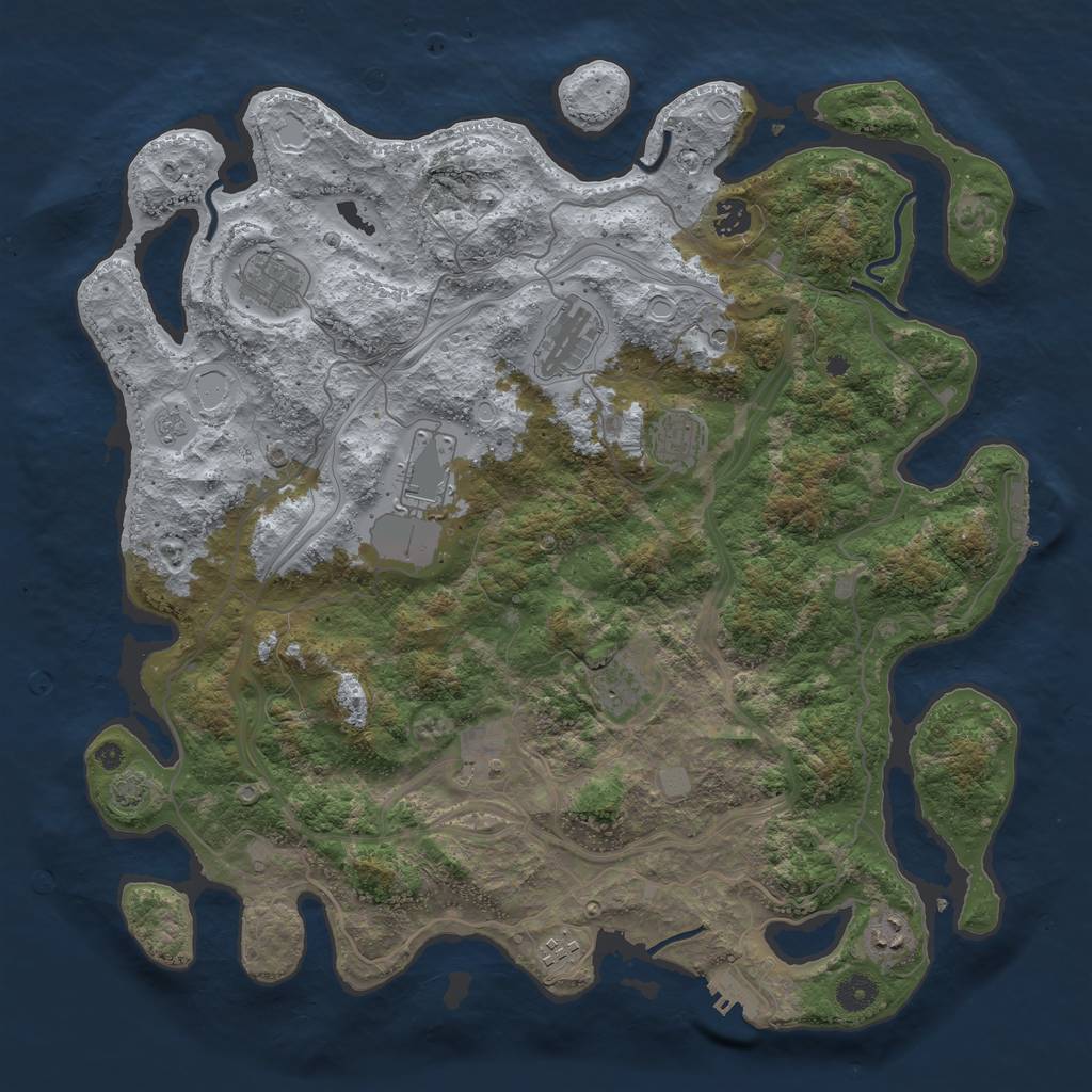 Rust Map: Procedural Map, Size: 4250, Seed: 844565687, 17 Monuments
