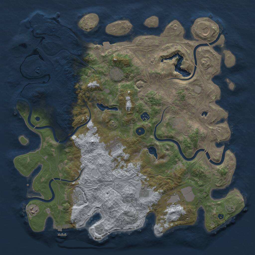 Rust Map: Procedural Map, Size: 4500, Seed: 1429879001, 16 Monuments