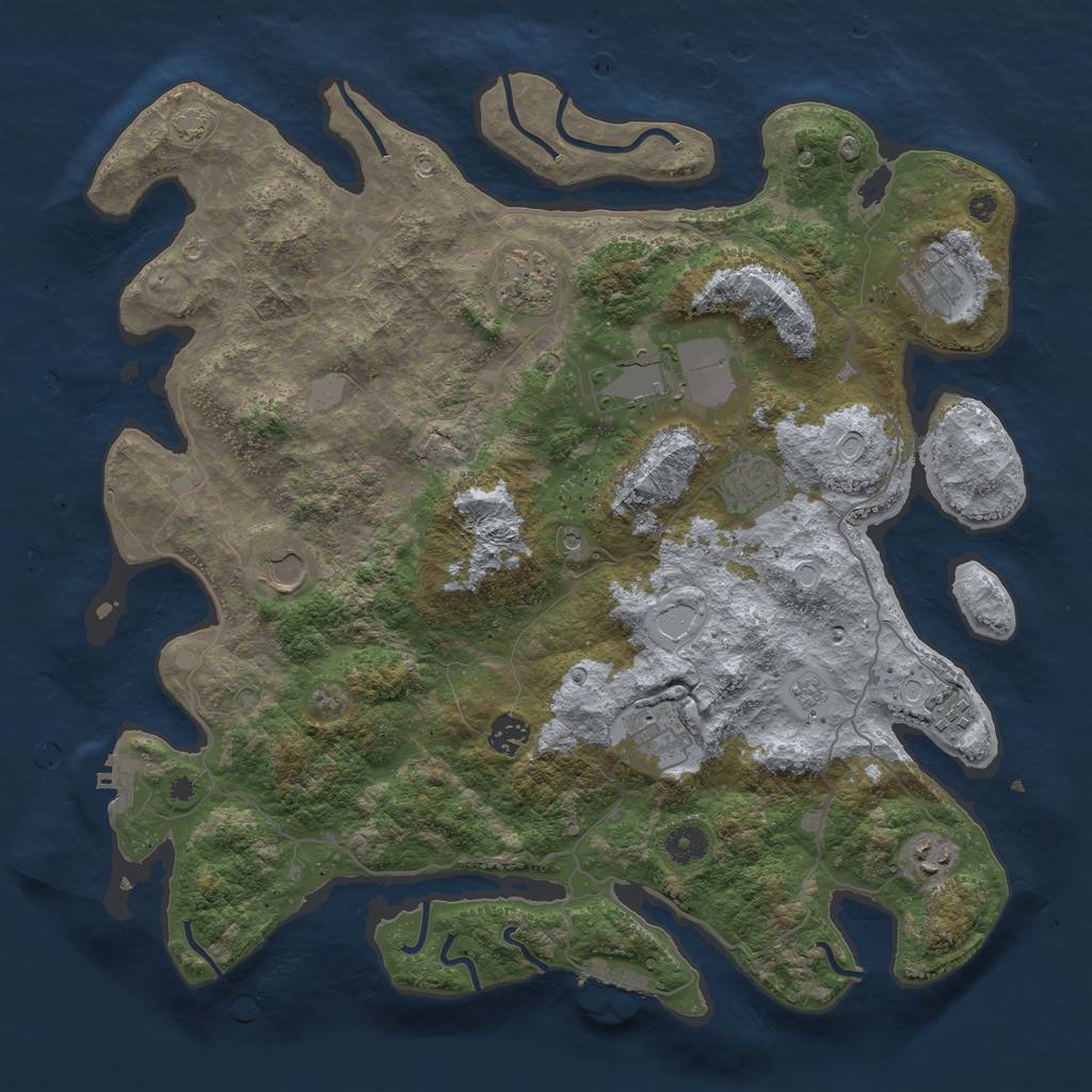 Rust Map: Procedural Map, Size: 4100, Seed: 96438324, 17 Monuments
