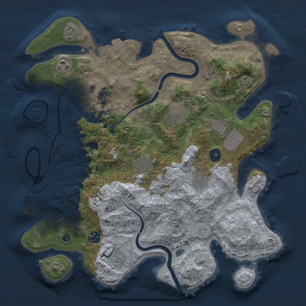 Rust Map: Procedural Map, Size: 3750, Seed: 776894679, 13 Monuments