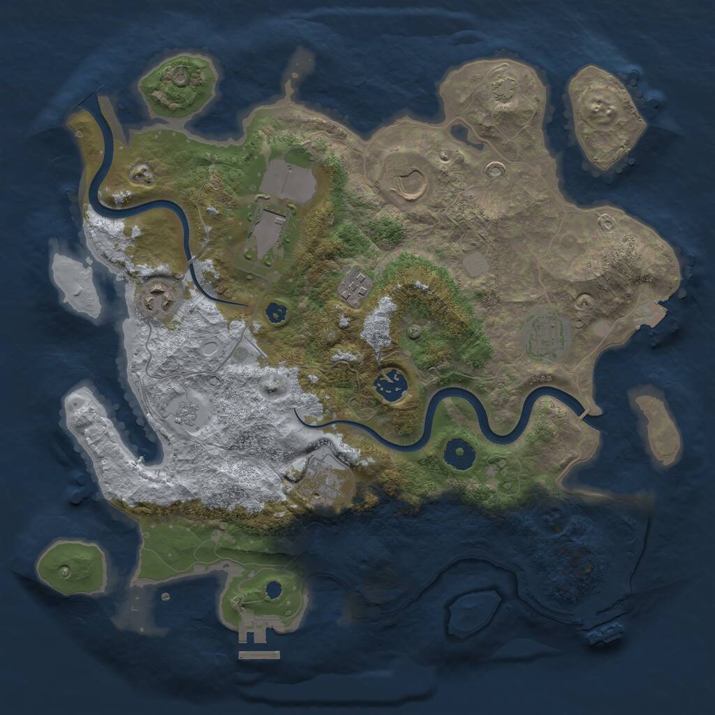 Rust Map: Procedural Map, Size: 3500, Seed: 1838853008, 12 Monuments