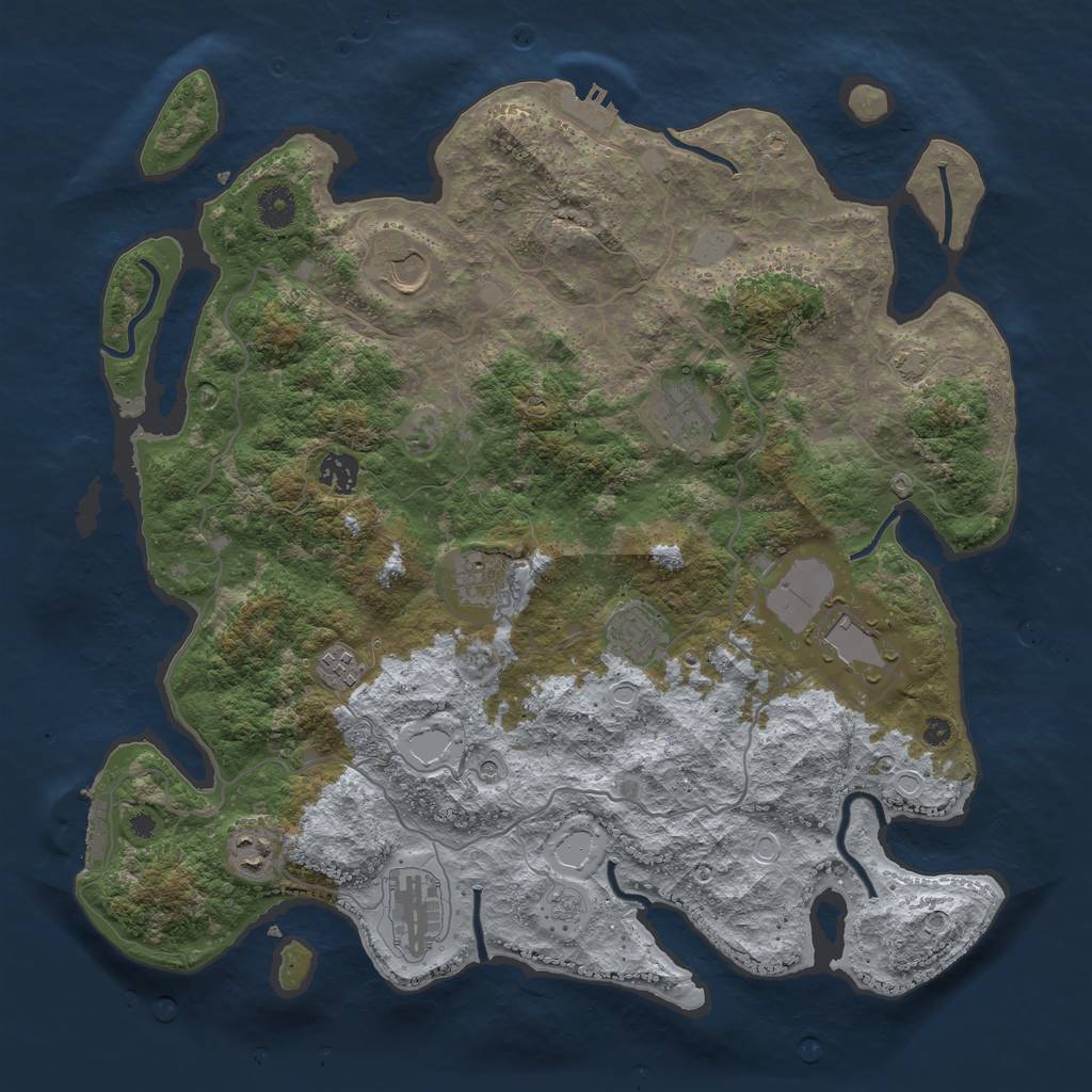 Rust Map: Procedural Map, Size: 4000, Seed: 7699666, 17 Monuments