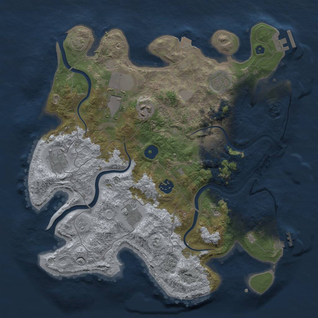 Rust Map: Procedural Map, Size: 3500, Seed: 54437384, 14 Monuments