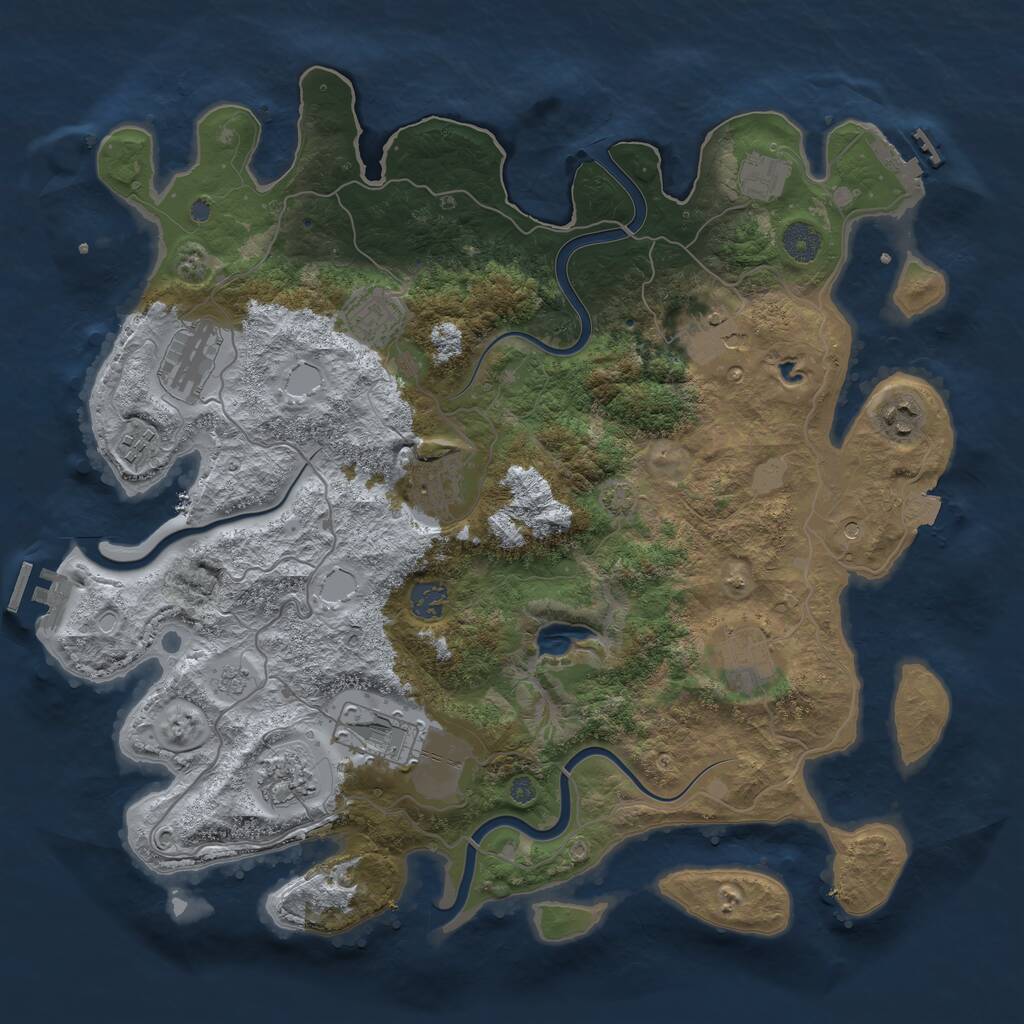 Rust Map: Procedural Map, Size: 4000, Seed: 60923202, 18 Monuments