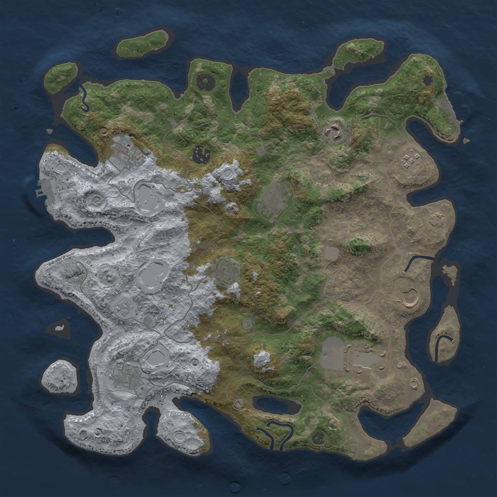 Rust Map: Procedural Map, Size: 4000, Seed: 1485178102, 17 Monuments