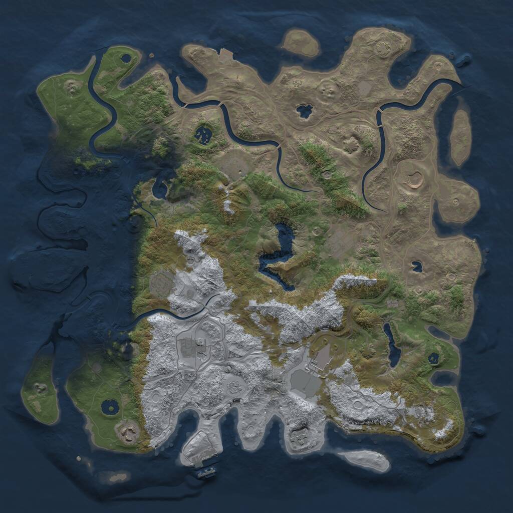 Rust Map: Procedural Map, Size: 4500, Seed: 1355849116, 16 Monuments