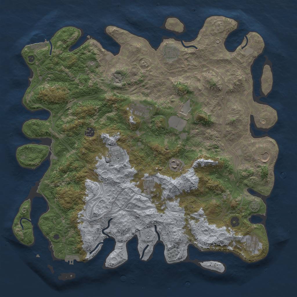 Rust Map: Procedural Map, Size: 4500, Seed: 1355849116, 18 Monuments