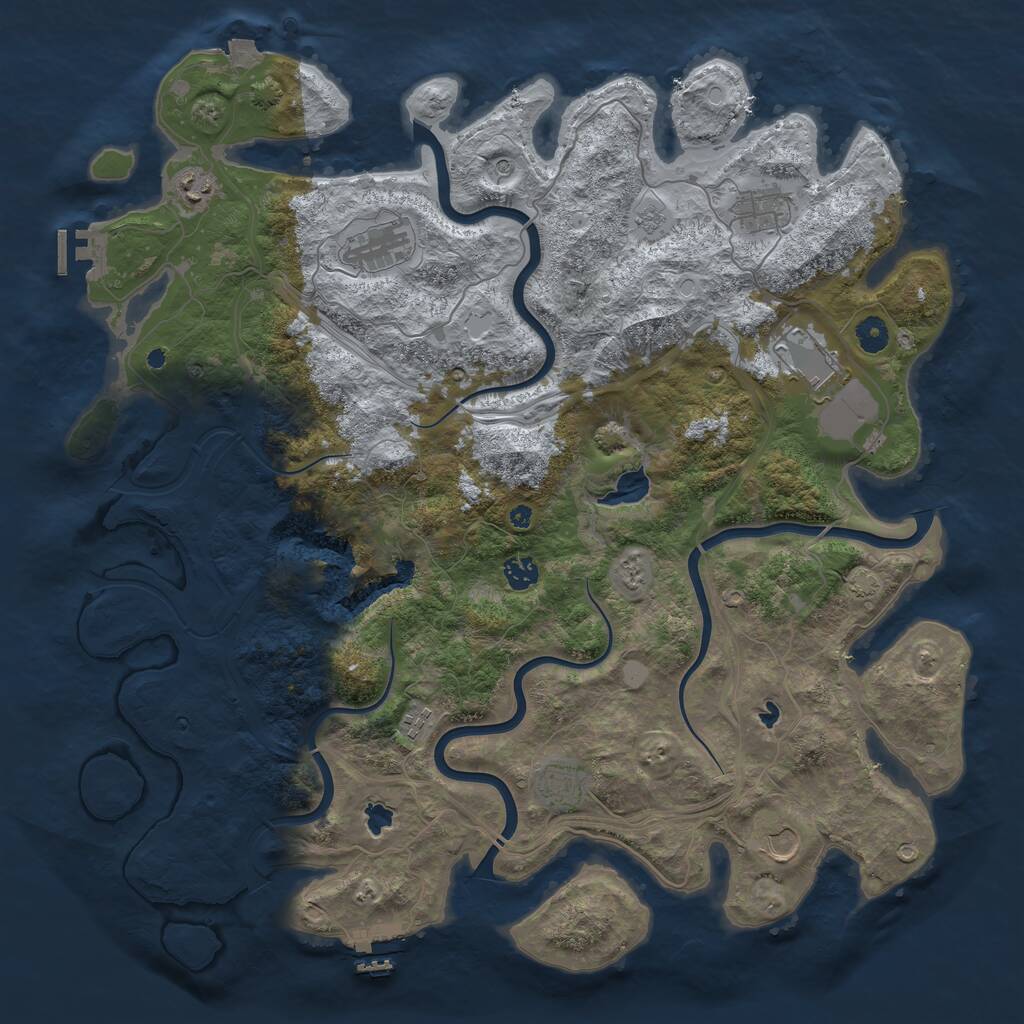 Rust Map: Procedural Map, Size: 4500, Seed: 17476876, 14 Monuments