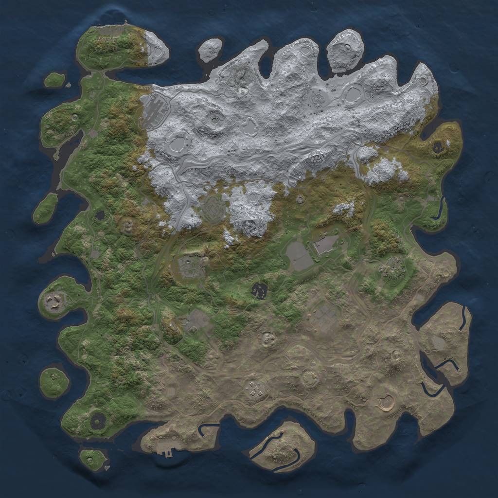 Rust Map: Procedural Map, Size: 4500, Seed: 17476876, 19 Monuments