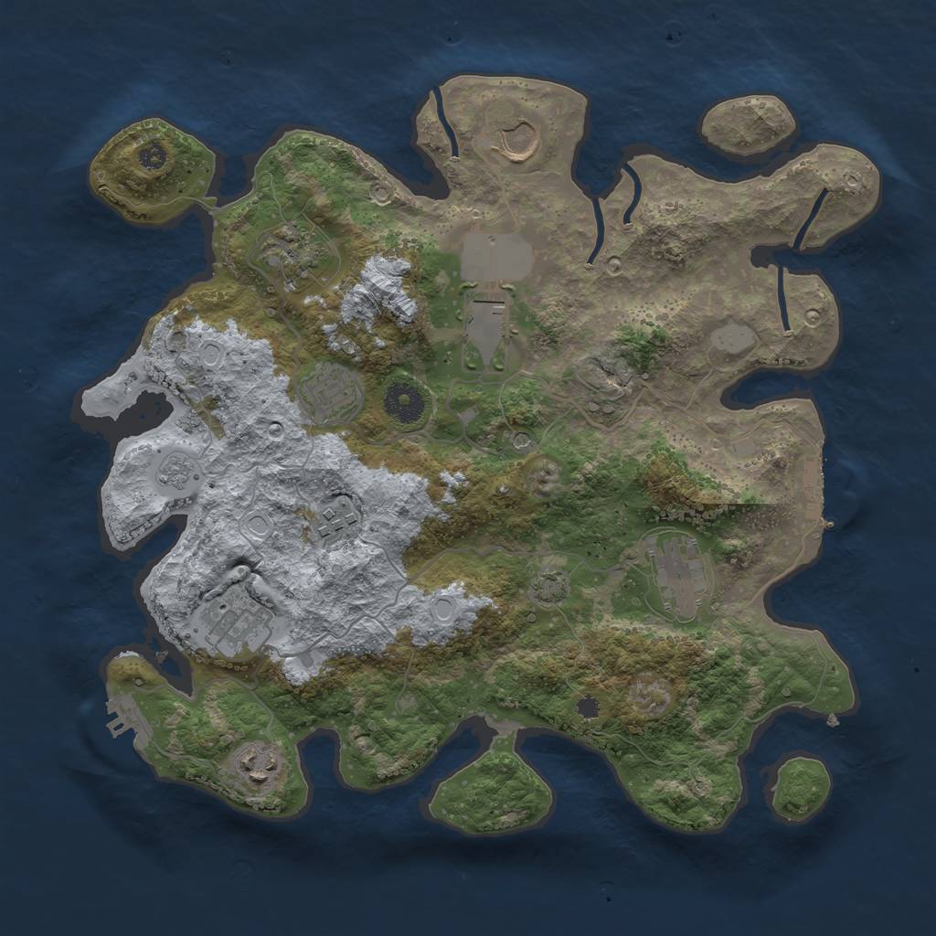 Rust Map: Procedural Map, Size: 3500, Seed: 251280, 16 Monuments