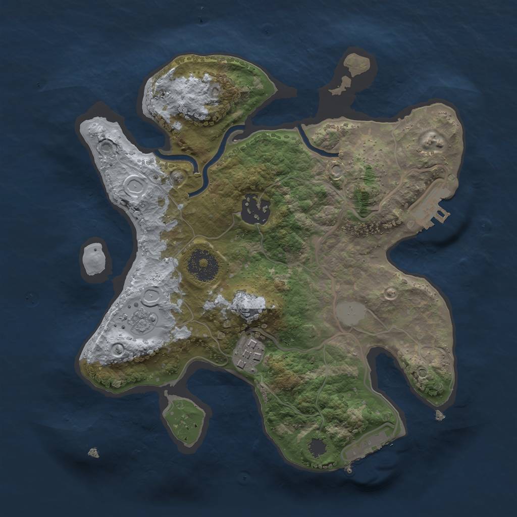 Rust Map: Procedural Map, Size: 2500, Seed: 5021, 8 Monuments