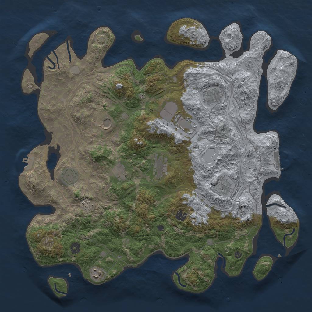 Rust Map: Procedural Map, Size: 4250, Seed: 1245344378, 18 Monuments