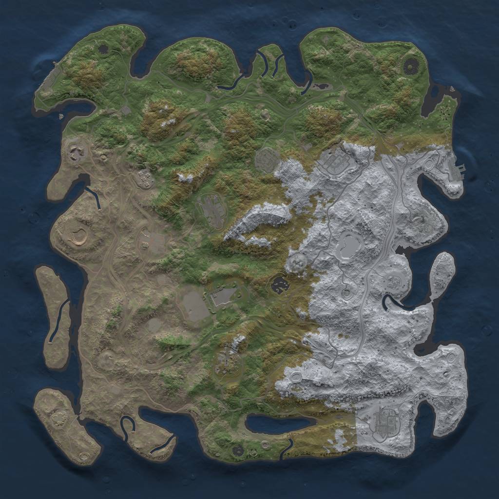 Rust Map: Procedural Map, Size: 4500, Seed: 545093350, 19 Monuments