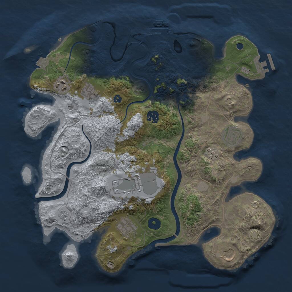 Rust Map: Procedural Map, Size: 3500, Seed: 45778063, 14 Monuments