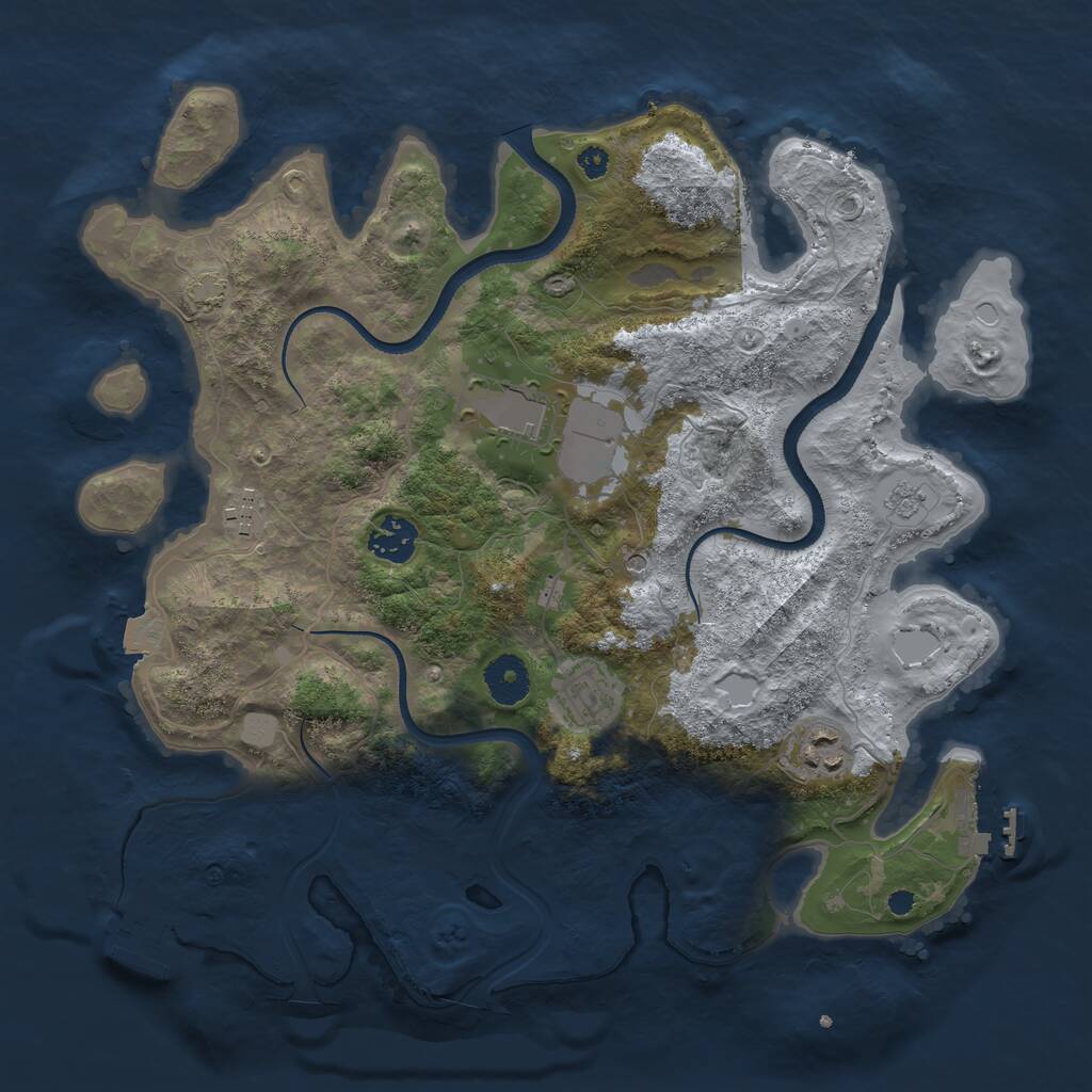 Rust Map: Procedural Map, Size: 3500, Seed: 604308217, 11 Monuments