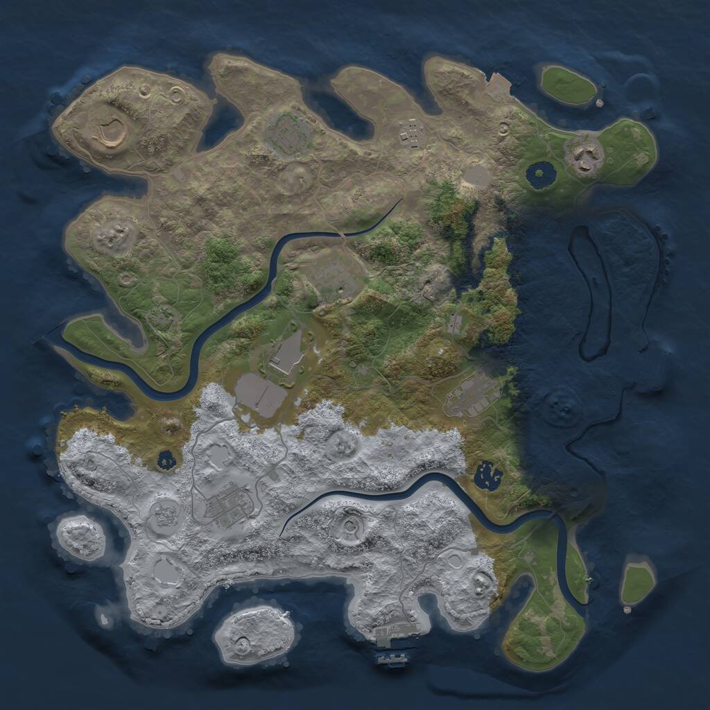 Rust Map: Procedural Map, Size: 3750, Seed: 303704736, 15 Monuments