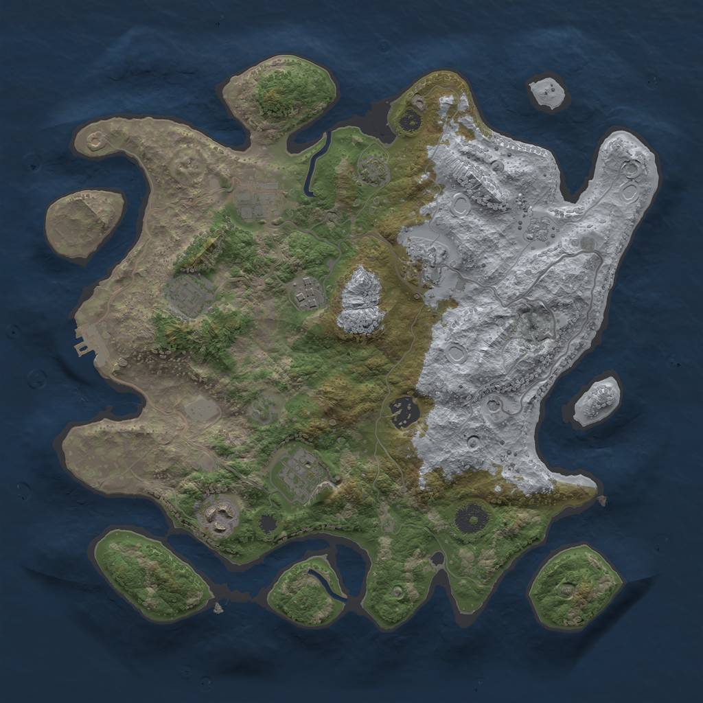 Rust Map: Procedural Map, Size: 3450, Seed: 21346429, 14 Monuments