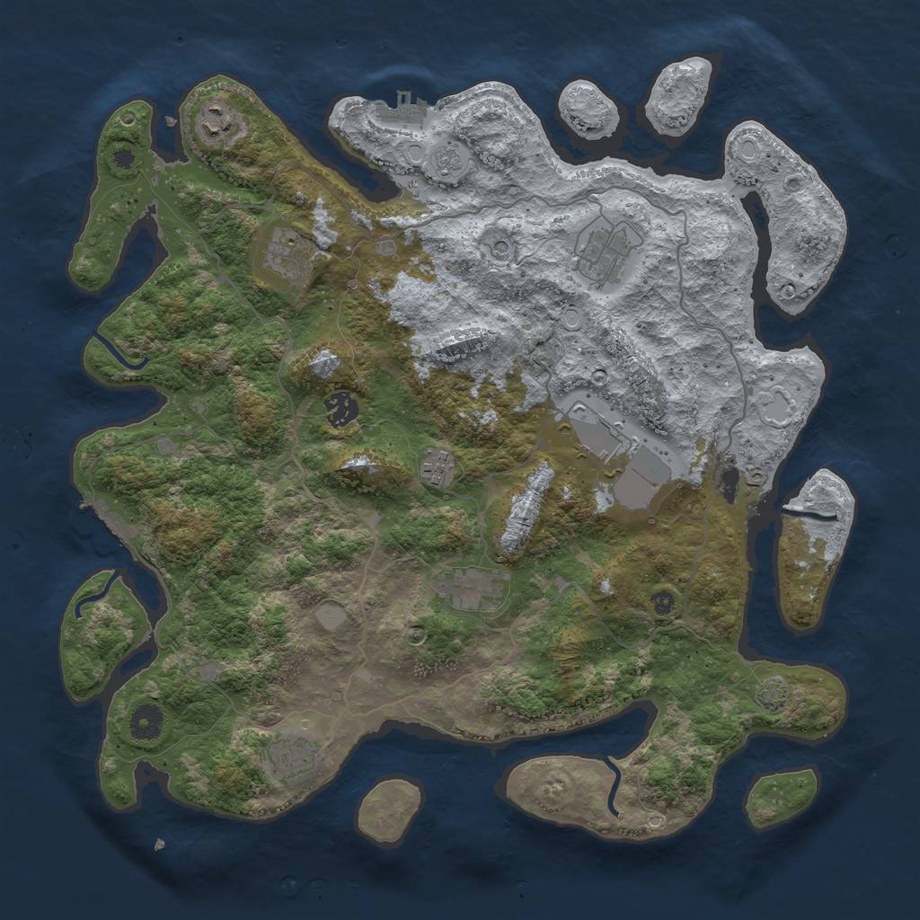 Rust Map: Procedural Map, Size: 4000, Seed: 1625110494, 16 Monuments