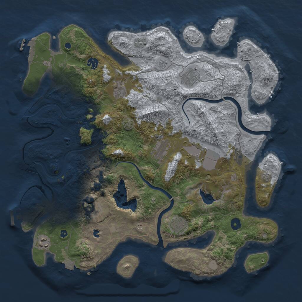 Rust Map: Procedural Map, Size: 4000, Seed: 1625110494, 15 Monuments
