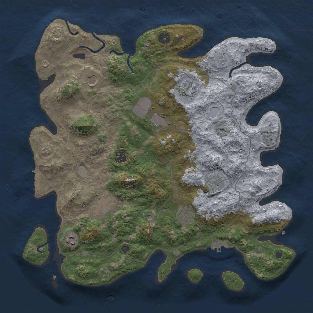 Rust Map: Procedural Map, Size: 4000, Seed: 1673188222, 17 Monuments