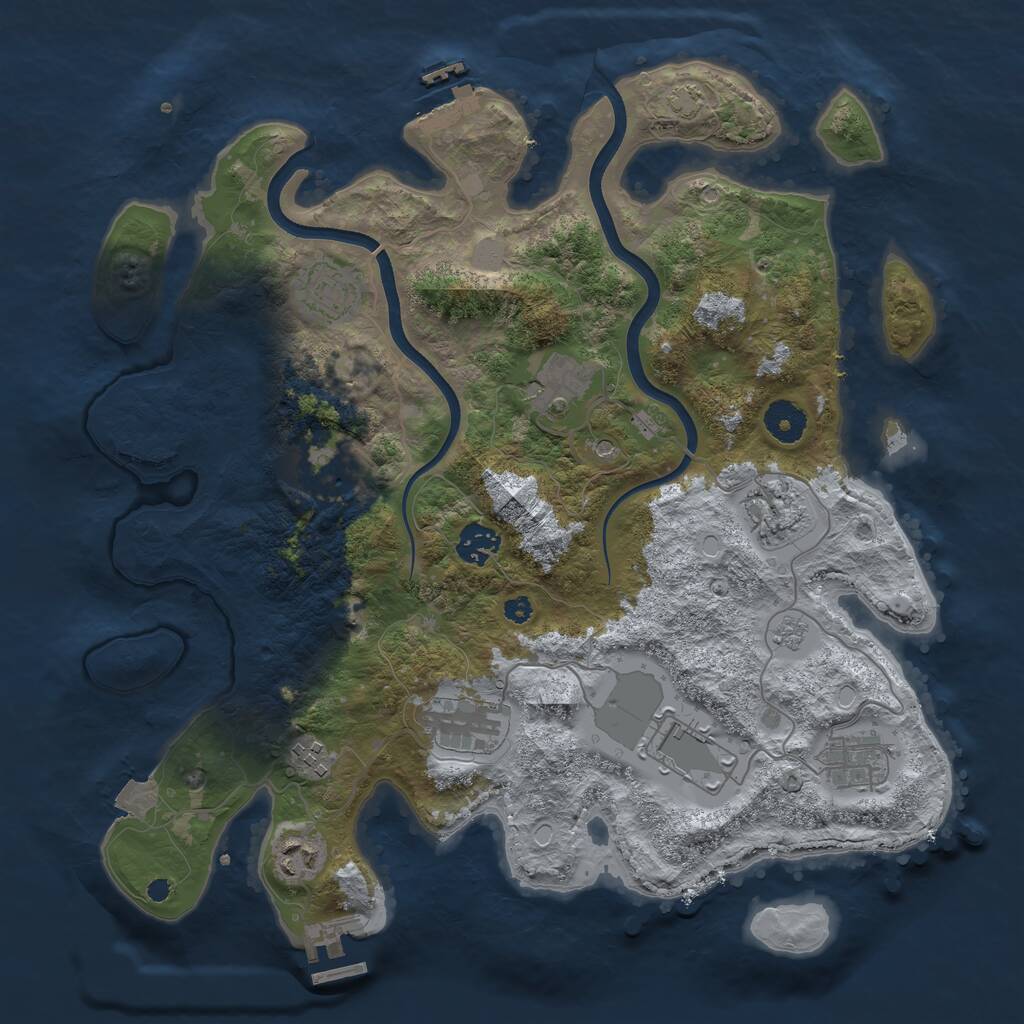 Rust Map: Procedural Map, Size: 3700, Seed: 391820497, 16 Monuments