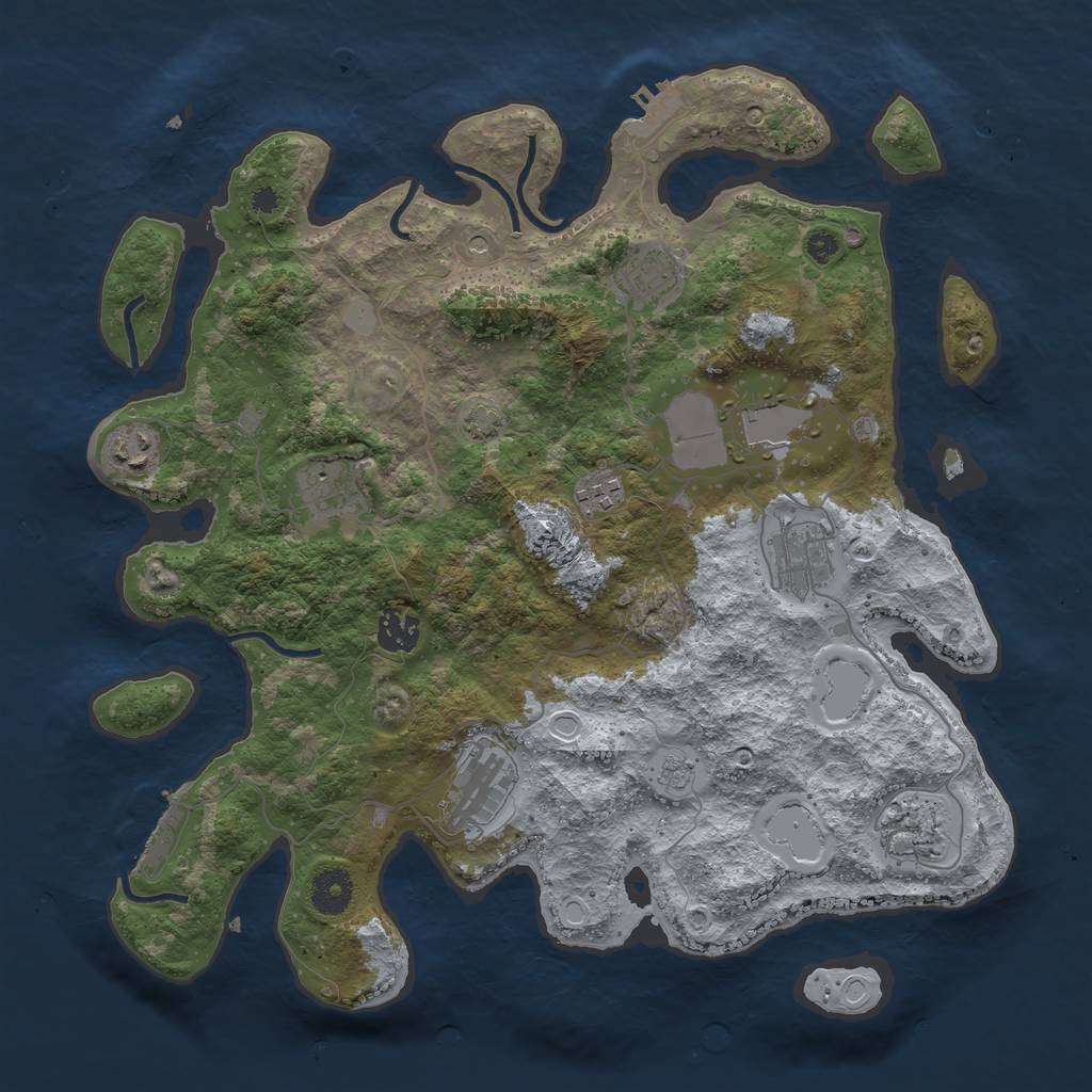 Rust Map: Procedural Map, Size: 3700, Seed: 391820497, 17 Monuments