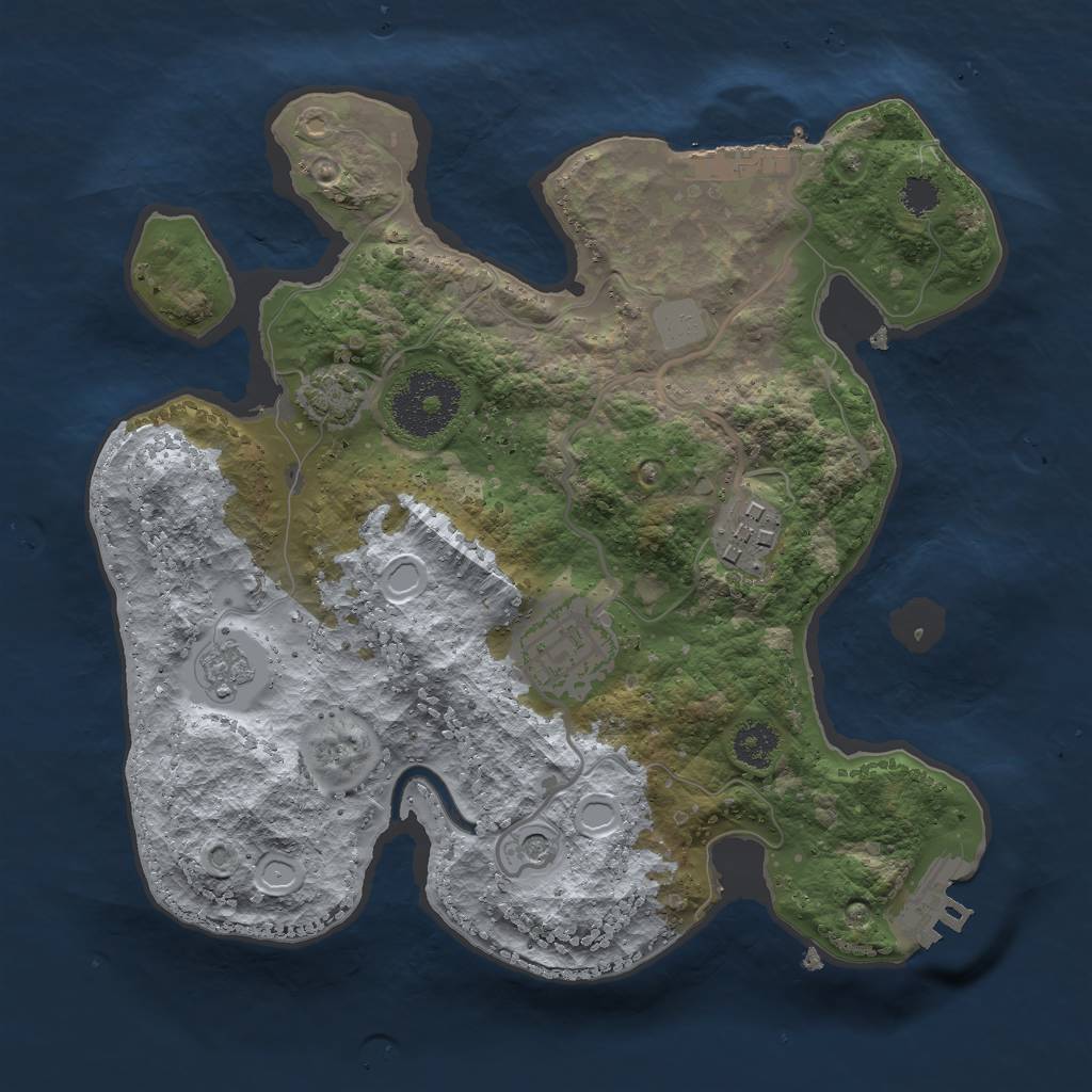 Rust Map: Procedural Map, Size: 2500, Seed: 1653742457, 10 Monuments