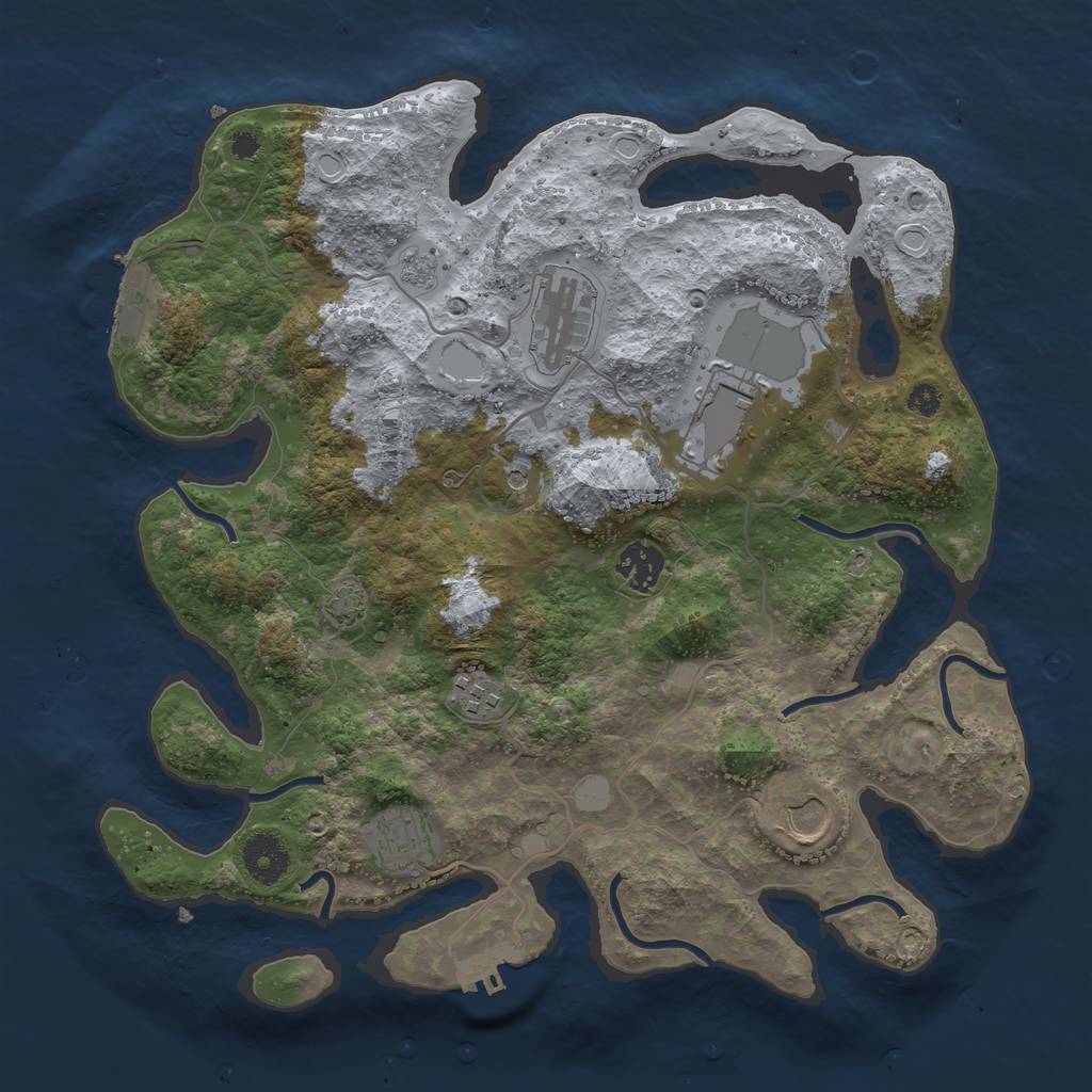 Rust Map: Procedural Map, Size: 3500, Seed: 1153755809, 14 Monuments