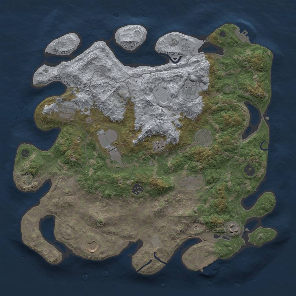 Rust Map: Procedural Map, Size: 4000, Seed: 350272602, 17 Monuments