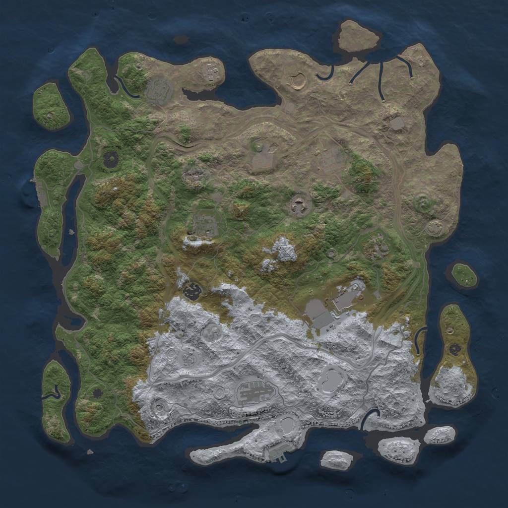 Rust Map: Procedural Map, Size: 4500, Seed: 1521546768, 19 Monuments