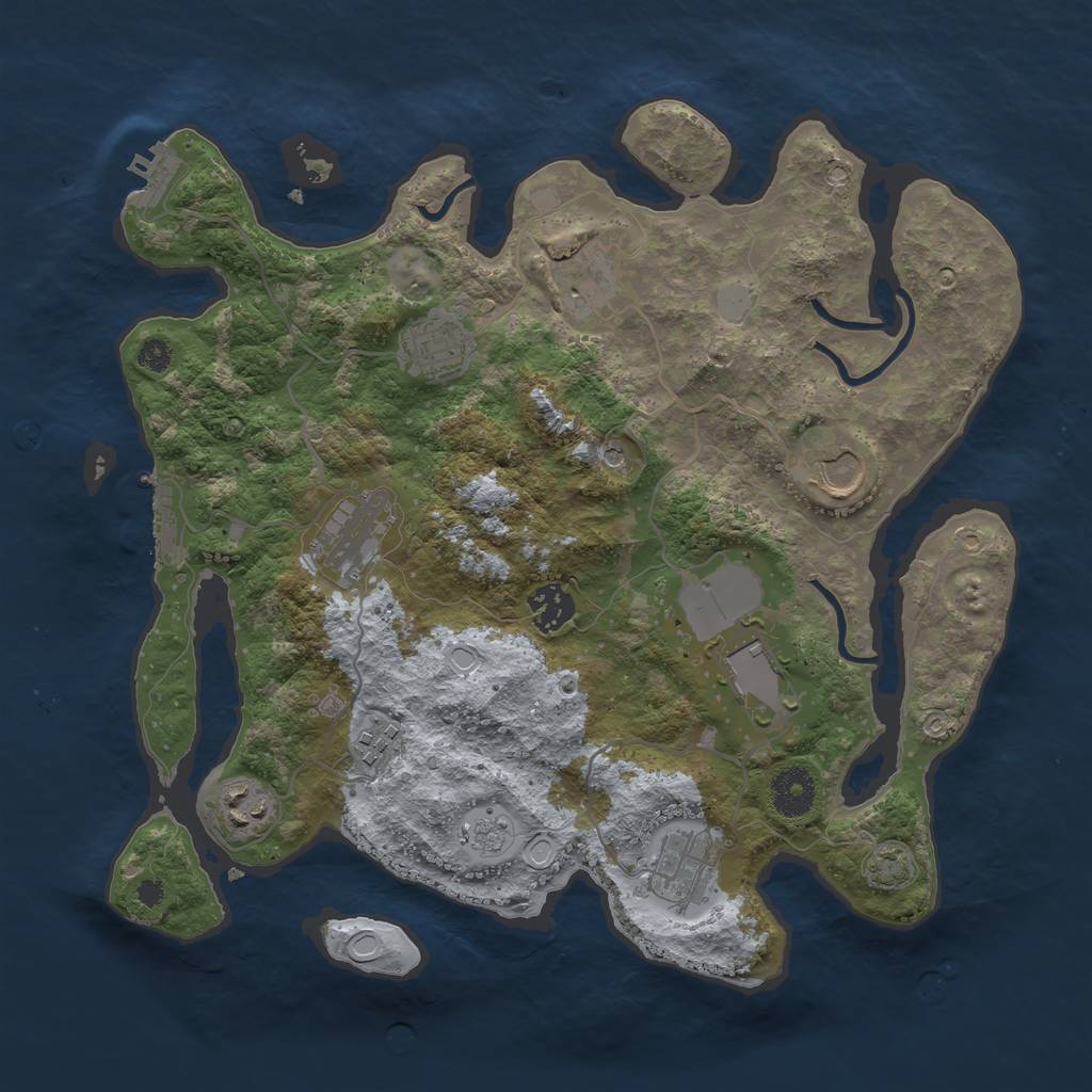 Rust Map: Procedural Map, Size: 3500, Seed: 1247348278, 17 Monuments