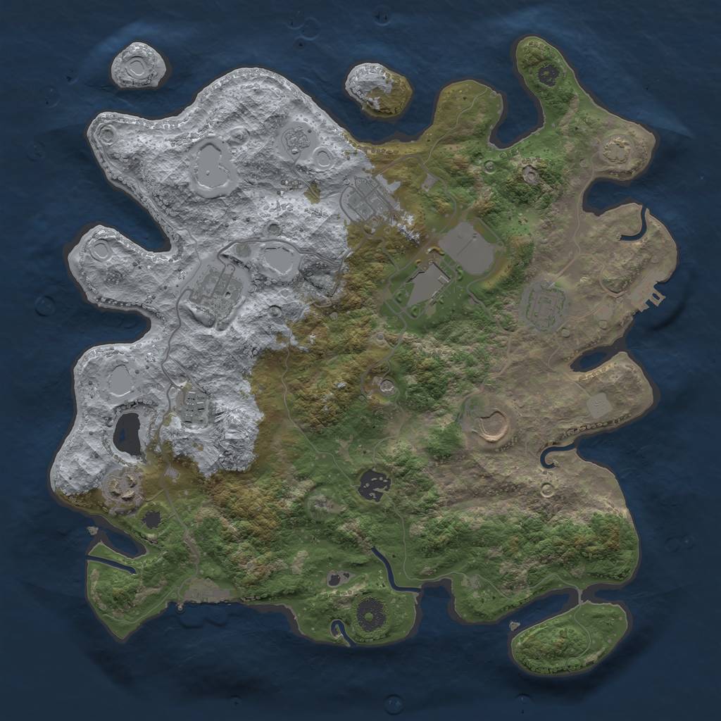 Rust Map: Procedural Map, Size: 3500, Seed: 1230359447, 16 Monuments