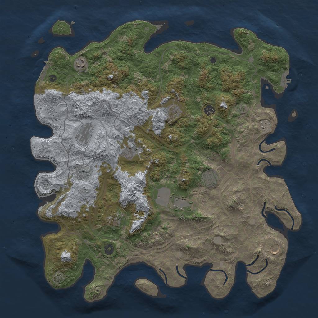 Rust Map: Procedural Map, Size: 4500, Seed: 1517003945, 18 Monuments