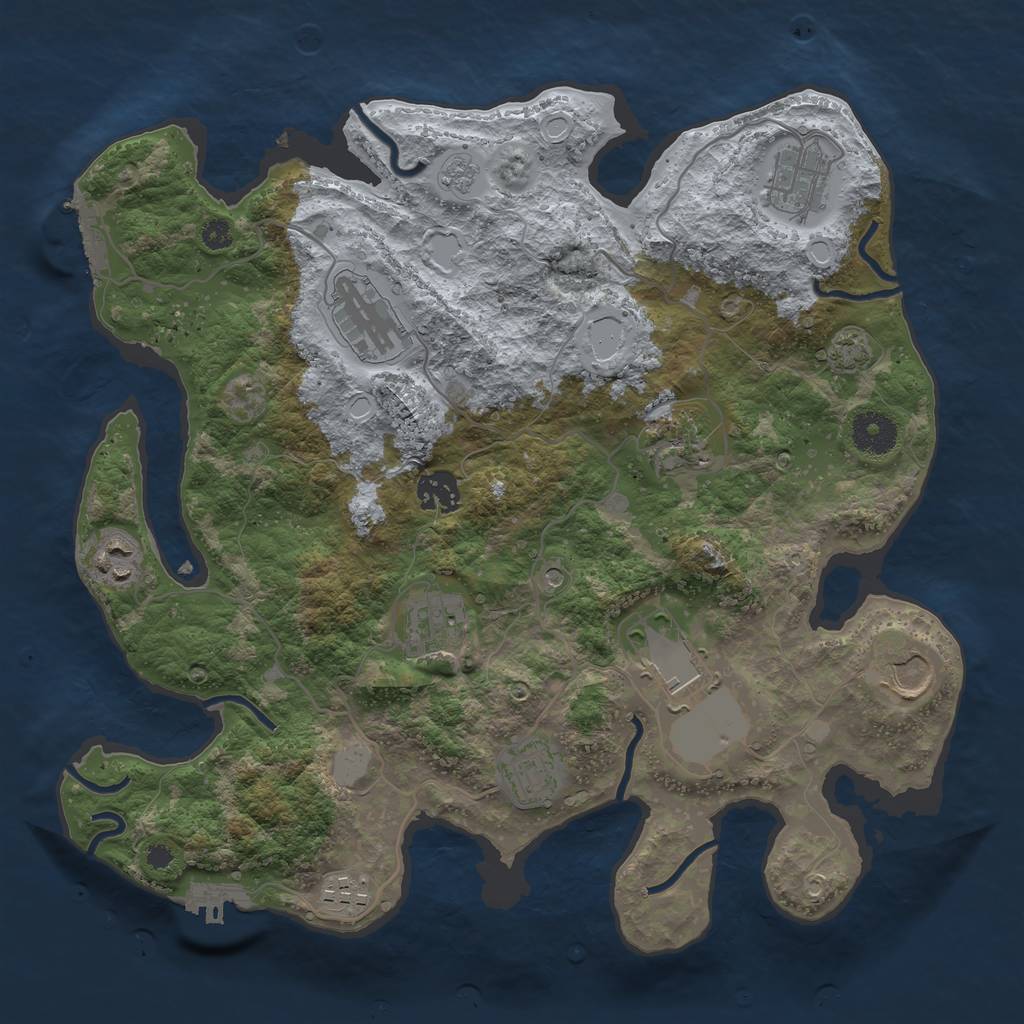 Rust Map: Procedural Map, Size: 3500, Seed: 12121221, 18 Monuments