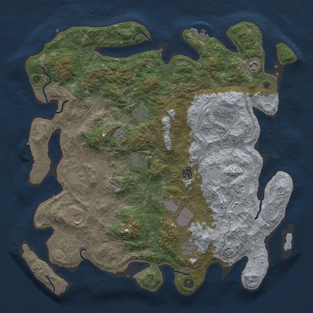Rust Map: Procedural Map, Size: 4500, Seed: 2141790129, 18 Monuments