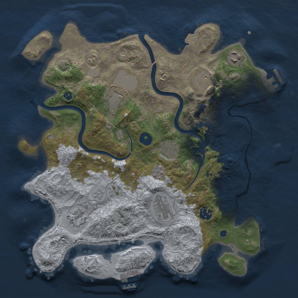 Rust Map: Procedural Map, Size: 3500, Seed: 396600501, 14 Monuments