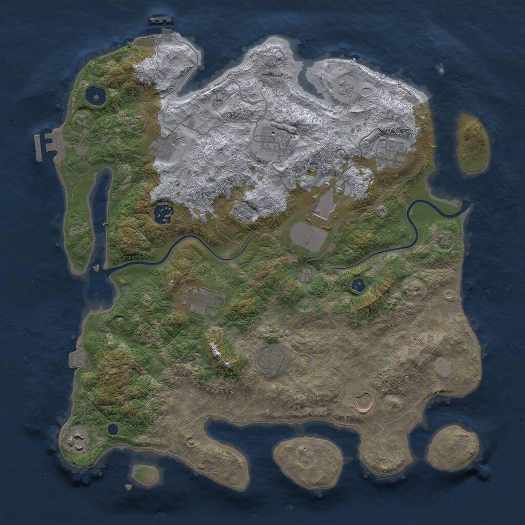 Rust Map: Procedural Map, Size: 3900, Seed: 12011, 16 Monuments