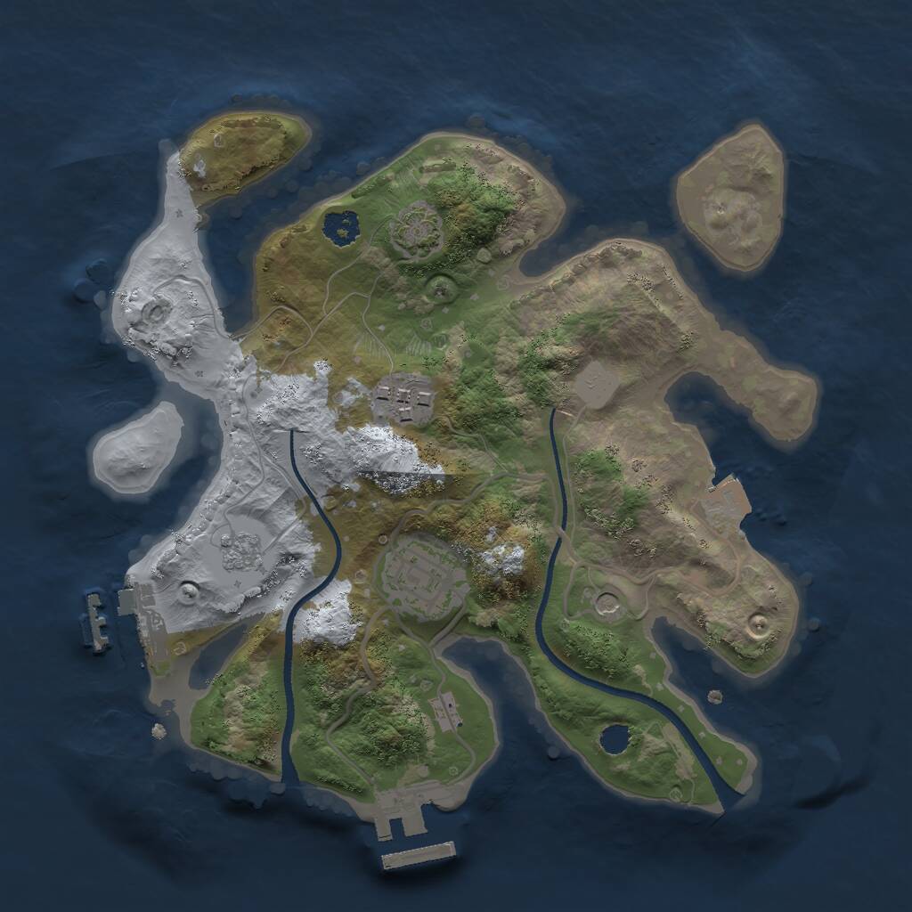 Rust Map: Procedural Map, Size: 2500, Seed: 833352028, 8 Monuments