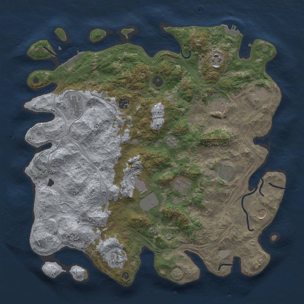 Rust Map: Procedural Map, Size: 4250, Seed: 641038843, 19 Monuments