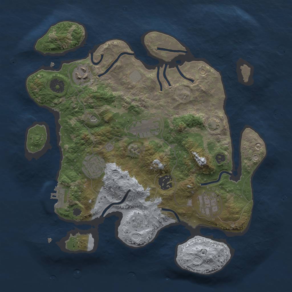 Rust Map: Procedural Map, Size: 3000, Seed: 1401028090, 12 Monuments