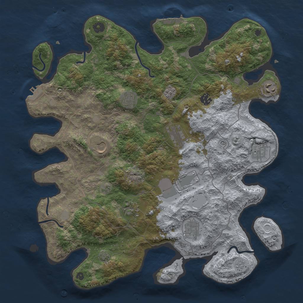 Rust Map: Procedural Map, Size: 4000, Seed: 801465646, 18 Monuments