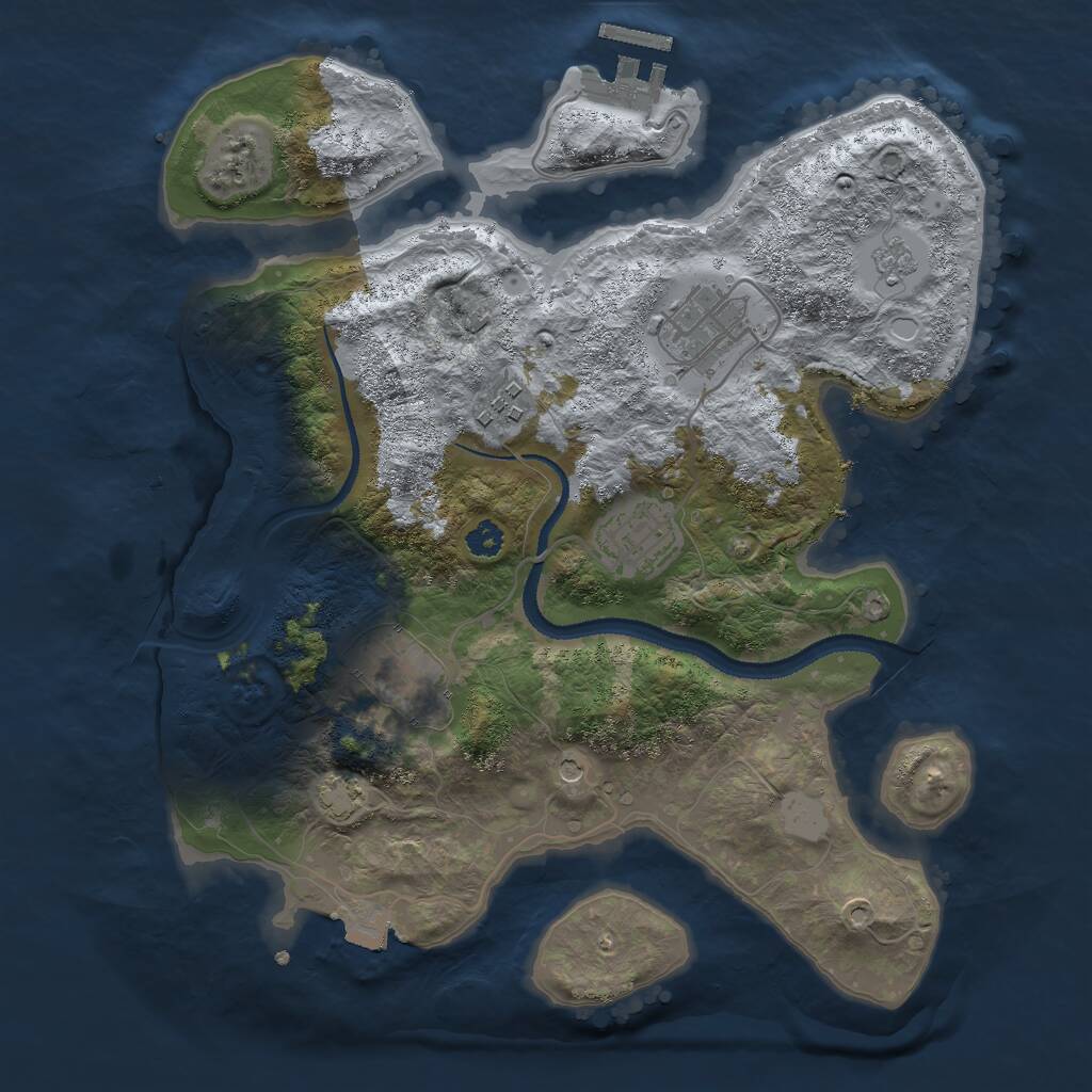 Rust Map: Procedural Map, Size: 3000, Seed: 15621, 9 Monuments