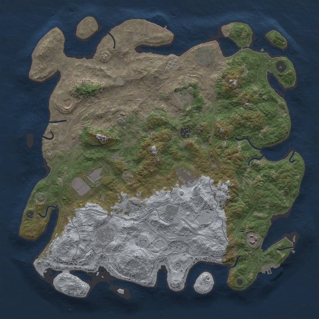 Rust Map: Procedural Map, Size: 4500, Seed: 842215844, 19 Monuments