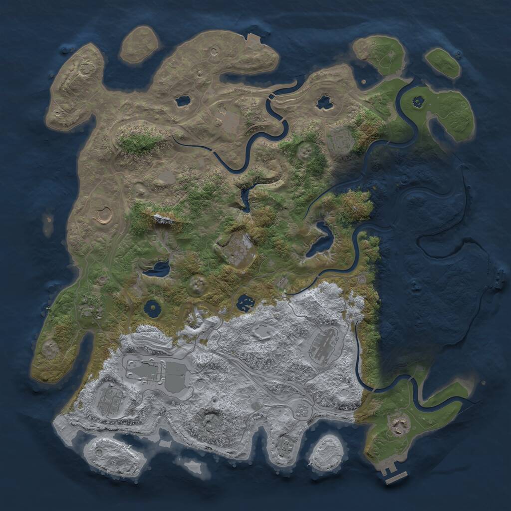 Rust Map: Procedural Map, Size: 4500, Seed: 842215844, 17 Monuments