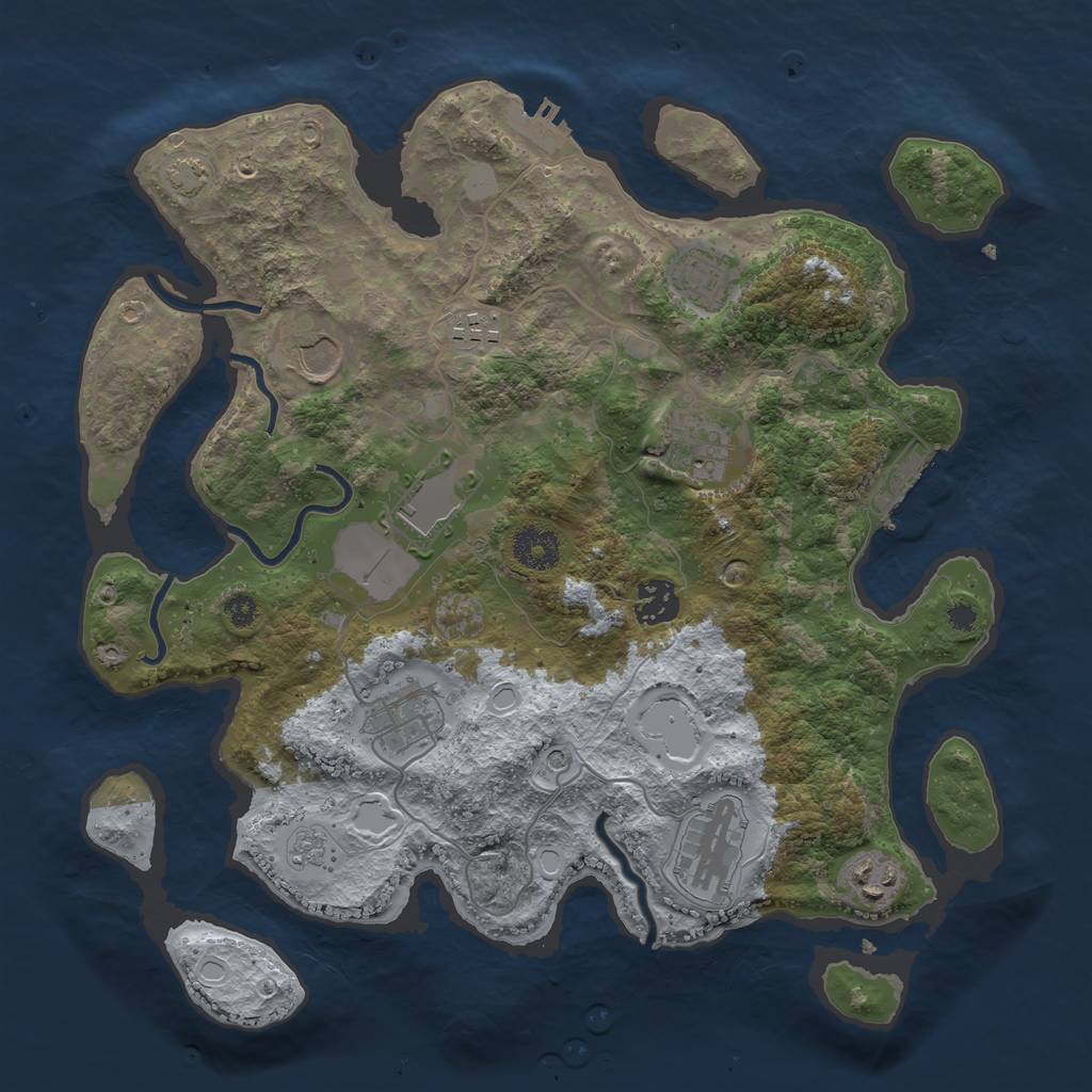 Rust Map: Procedural Map, Size: 3500, Seed: 1116702199, 17 Monuments