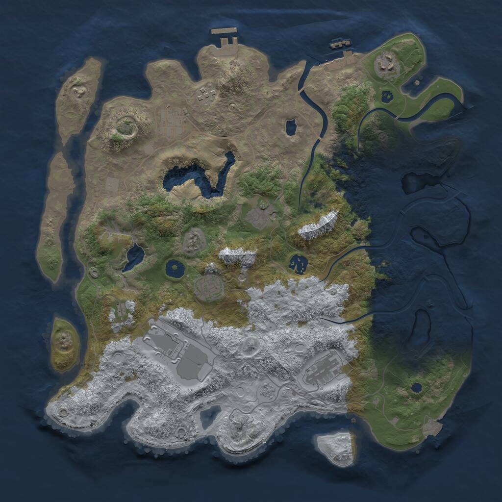 Rust Map: Procedural Map, Size: 4000, Seed: 75535, 14 Monuments